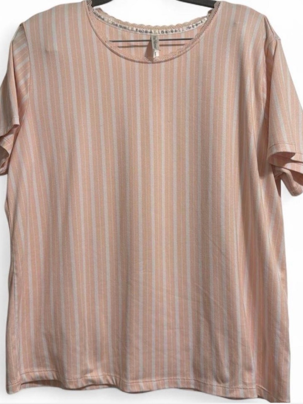 Flora Nikrooz Peach, Cream & White Striped Short Sleeve Top